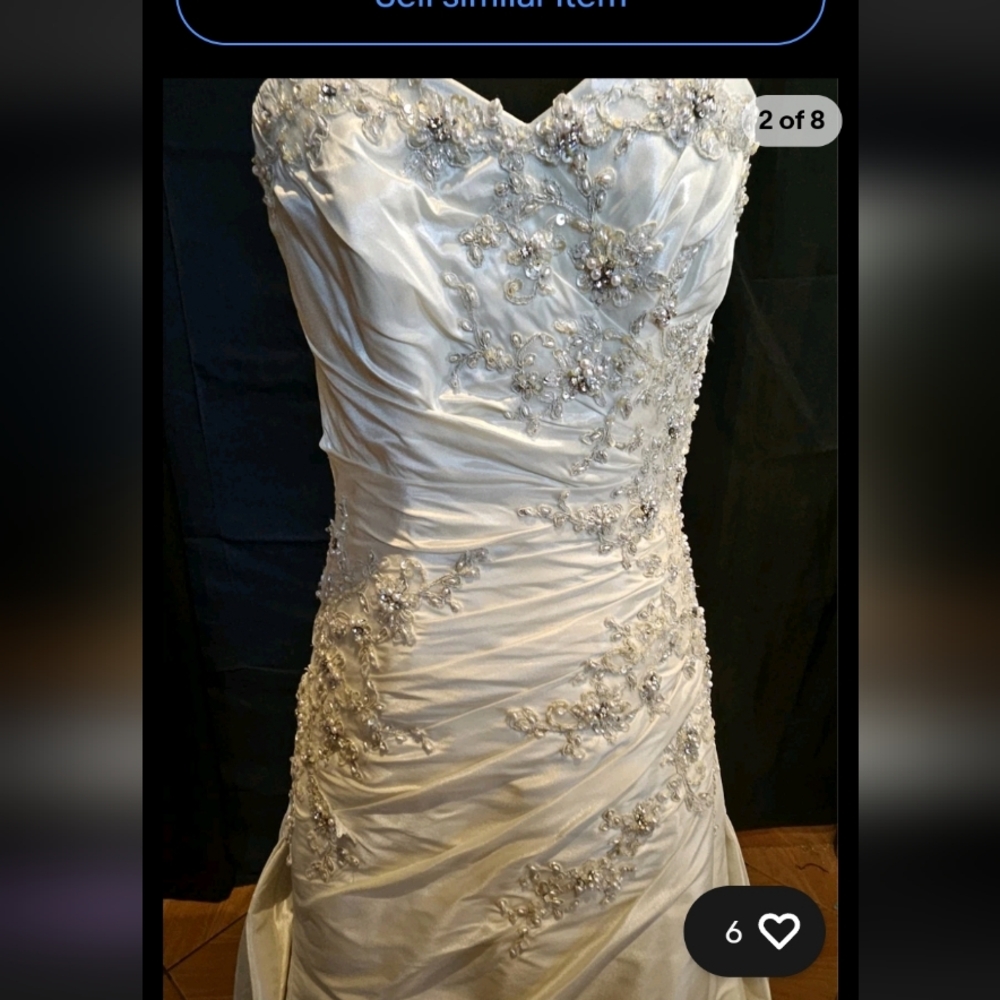 Maggie Sottero Ivory Strapless Ruched Beaded Wedding Gown